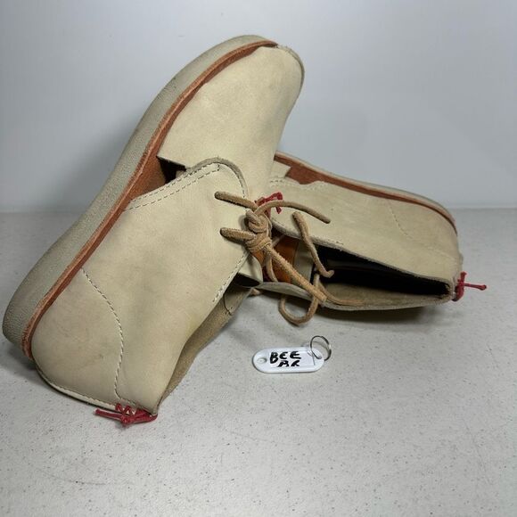 Satorisan Boots Mens 40 Casual Lace Up Two Eye Chukka Boot Beige Leather Flats - Picture 1 of 8